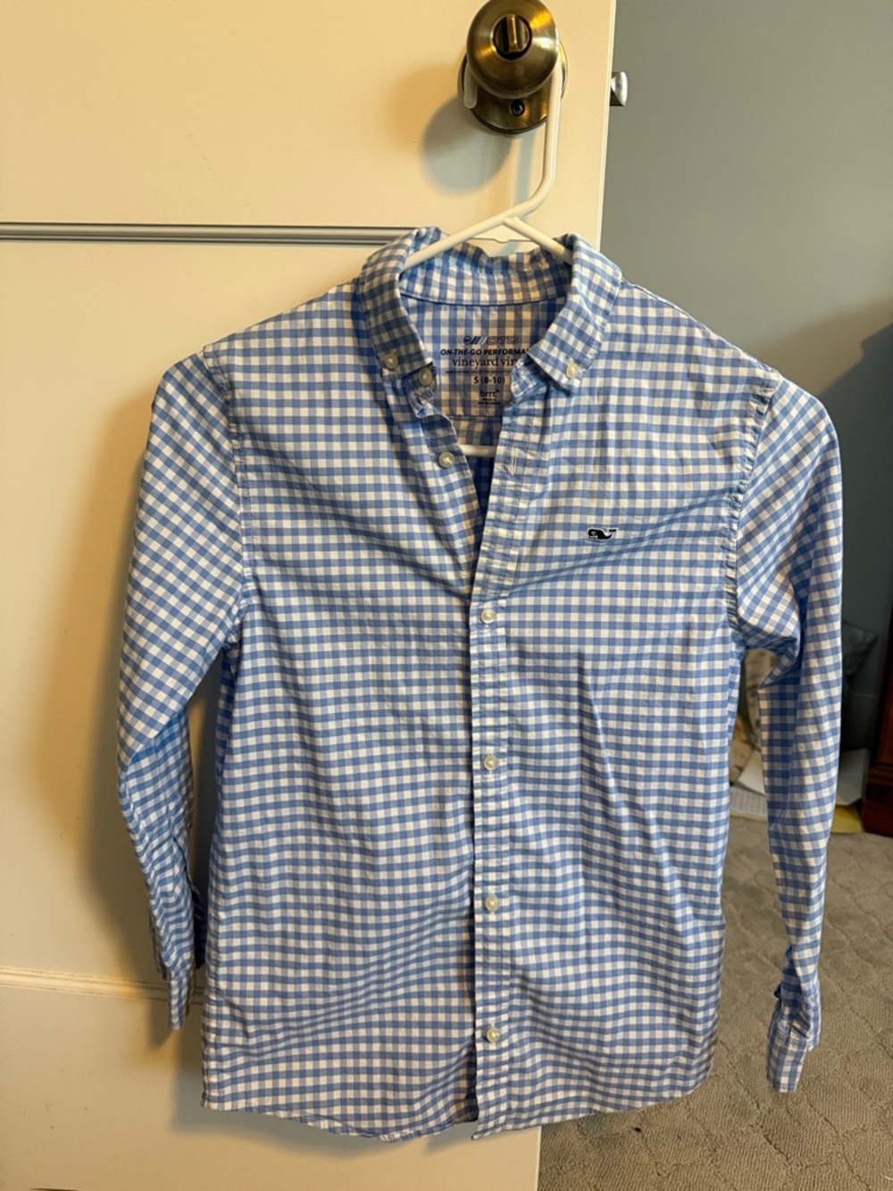 Vineyard Vines Light Blue and White Gingham Button-Down Shirt